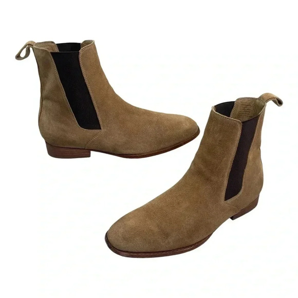 Ponce Shoes Ponce Tan Leather Suede Chelsea Slip On Boots Mens